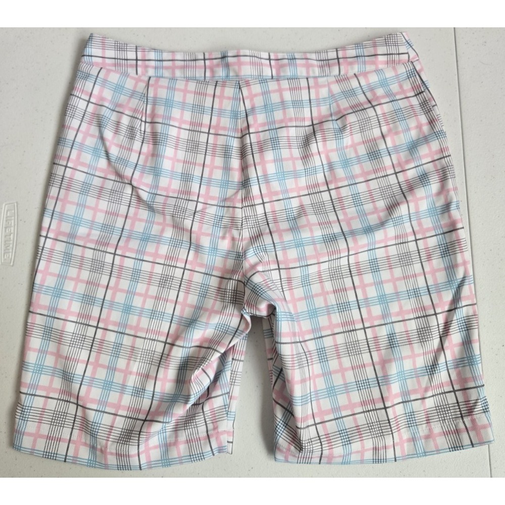 Callaway Women's 10 Pastel Blue Pink White Plaid Moisture Wicking Golf Shorts - Picture 5 of 16